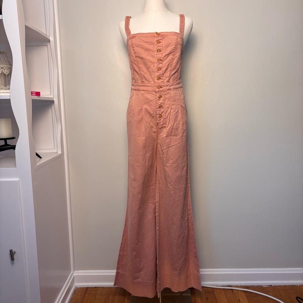 Anthropologie Pilcro Desmond Wide Leg Jumpsuit Overalls Zip Up Sz Zero